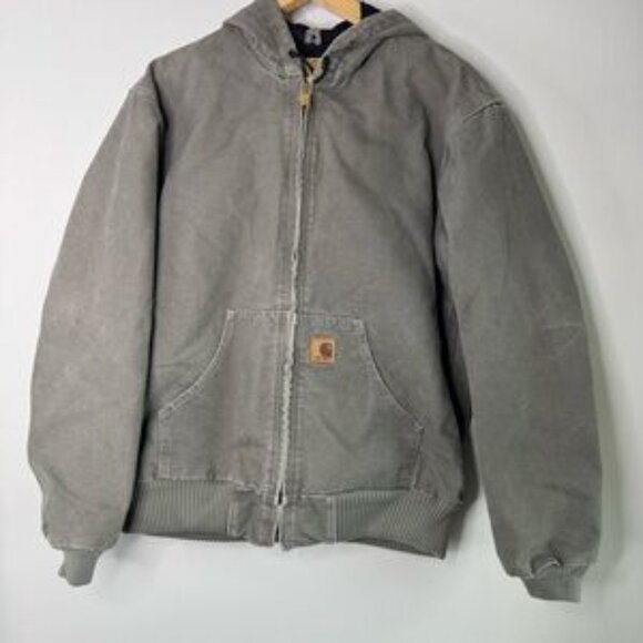 Vintage Carhartt Workwear Trucker Jacket Green Faded Green Medium - Picture 3 of 13